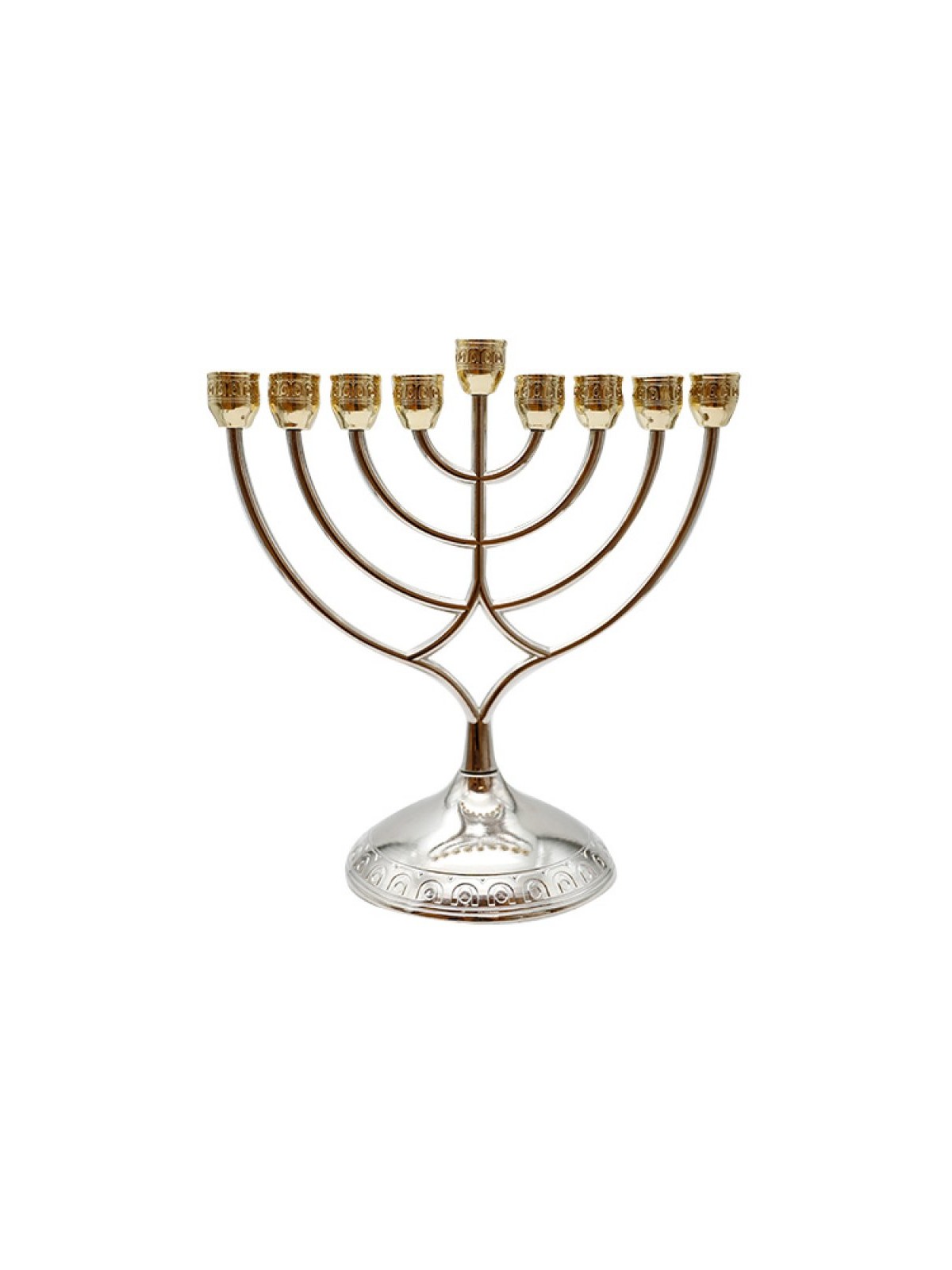 Silver and Gold Chanukah Menorah Curved Branches... | Hanukkah Menorah