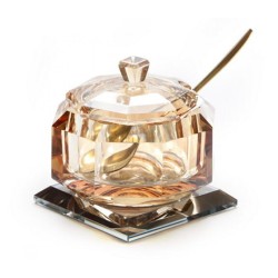 Golden Amber Glass Rosh Hashanah honey ja... | Jewish Gift from Israel