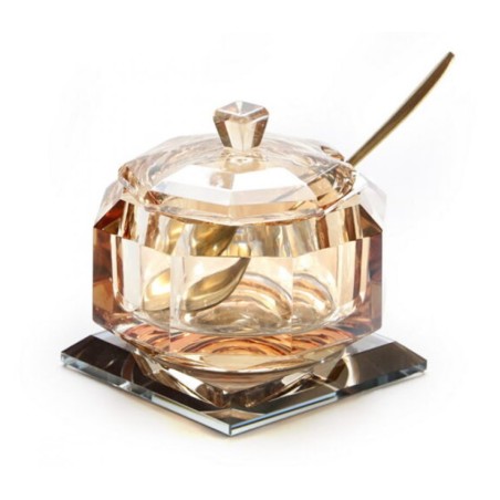 Golden Amber Glass Rosh Hashanah honey ja... | Jewish Gift from Israel