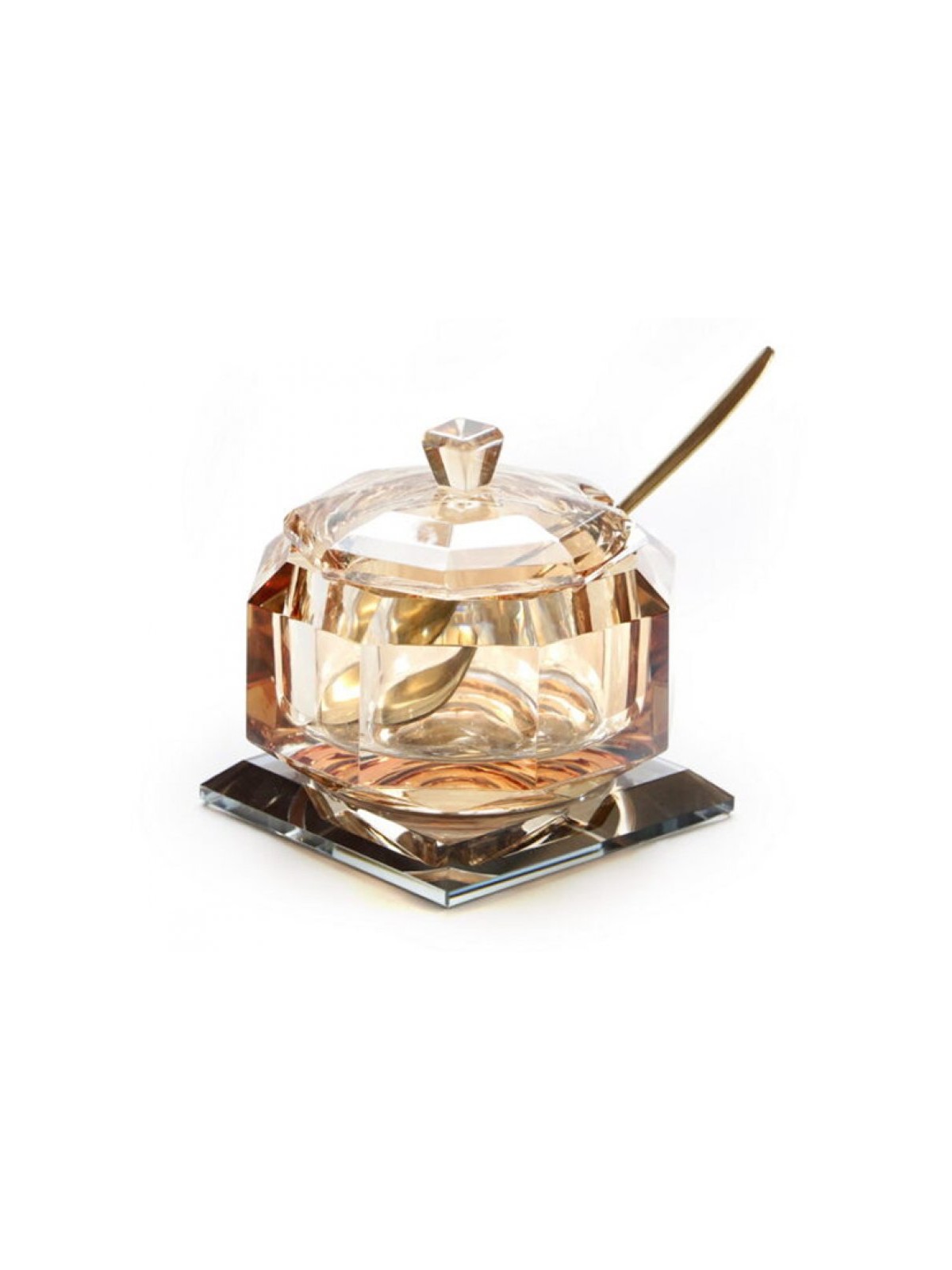 Golden Amber Glass Rosh Hashanah honey ja... | Jewish Gift from Israel