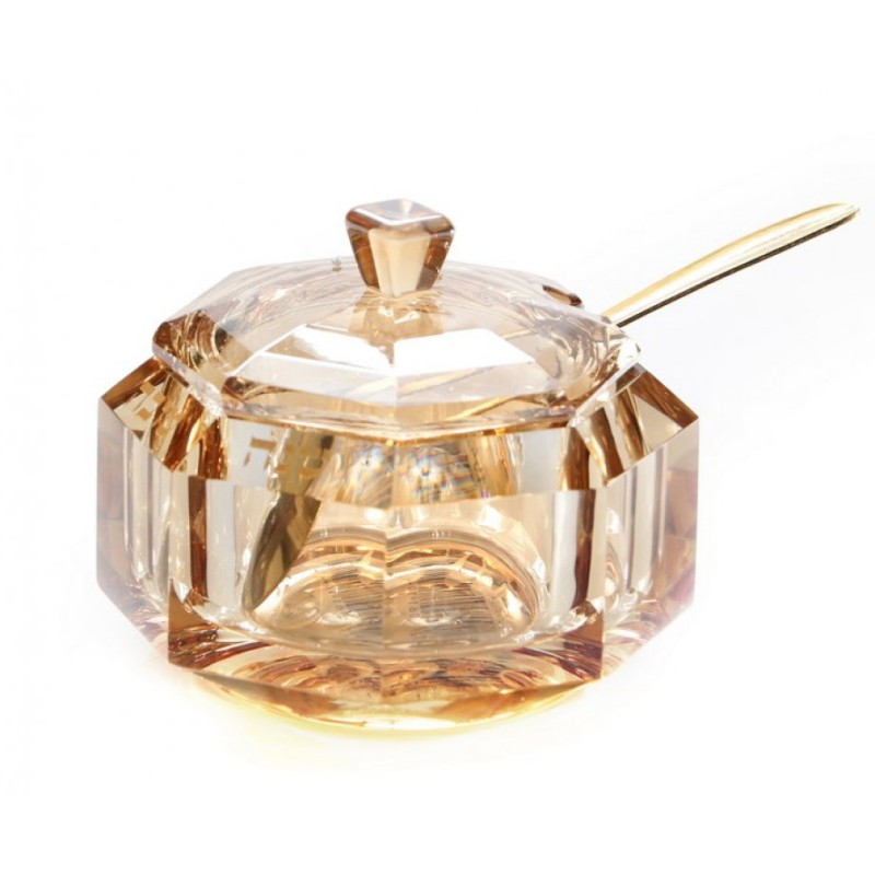 Golden Amber Glass Rosh Hashanah honey ja... | Jewish Gift from Israel