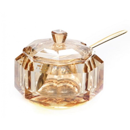 Golden Amber Glass Rosh Hashanah honey ja... | Jewish Gift from Israel