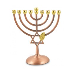 Bronze Color Chanukah Menorah with Star of David... | Hanukkah Menorah