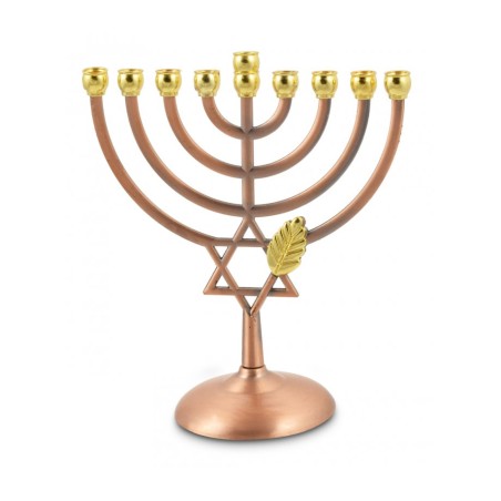 Bronze Color Chanukah Menorah with Star of David... | Hanukkah Menorah
