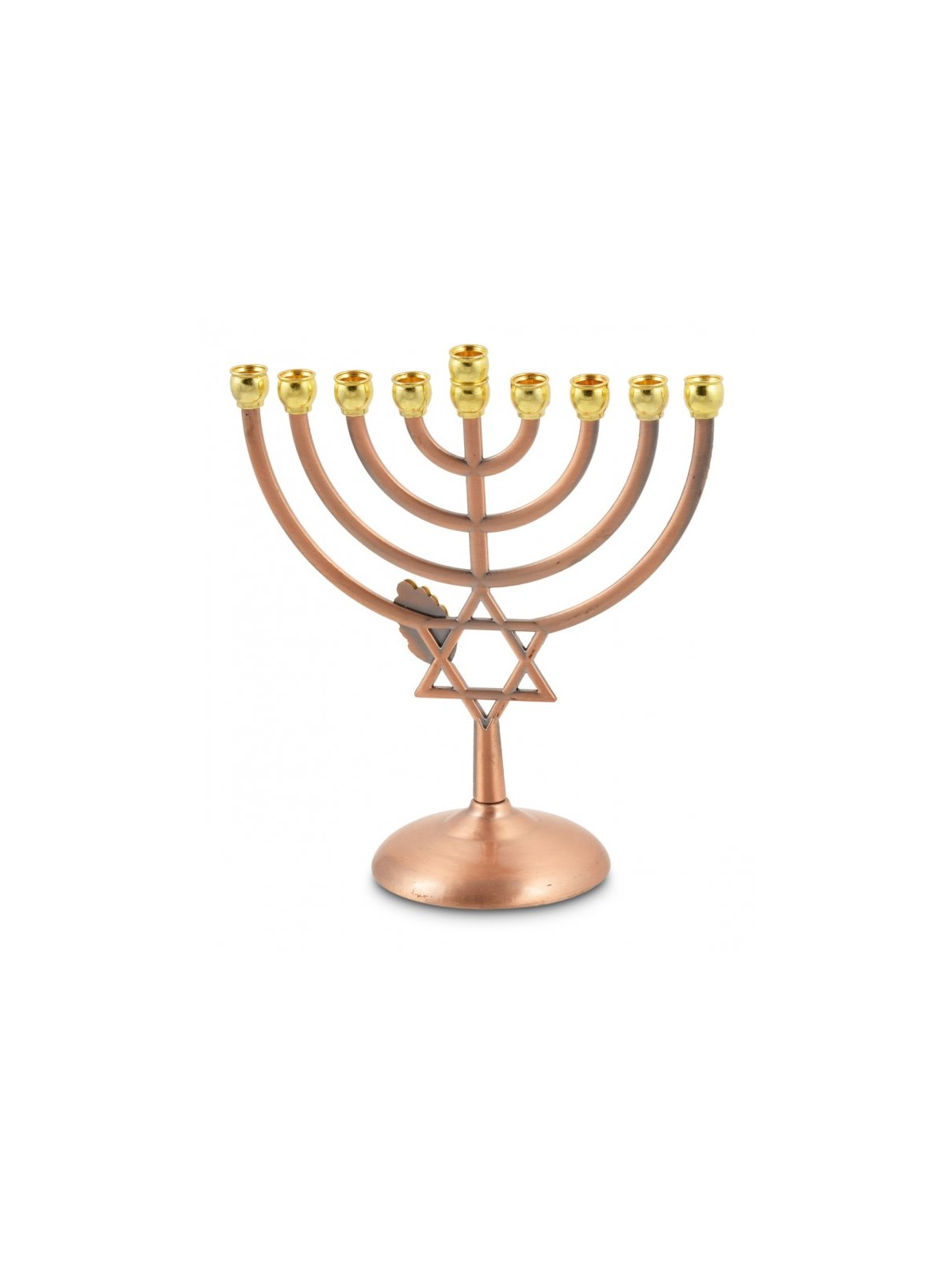 Bronze Color Chanukah Menorah with Star of David... | Hanukkah Menorah