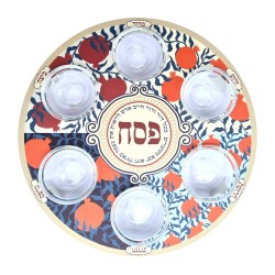 Assiette de Seder surélevée Dorit Judaica avec bols en verre Co... | Assiettes du Séder