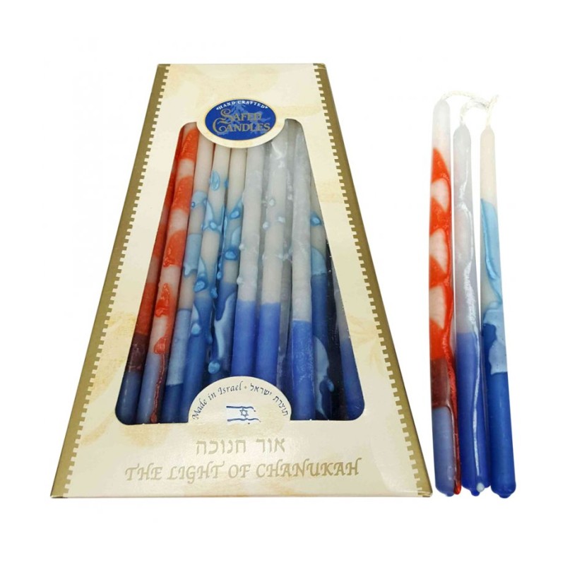 Handmade Dripless Decorative Hanukkah Candles Colorful | Oil & Candles