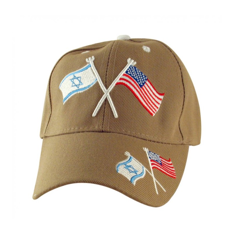 Israel US Flag Tan Baseball Cap | Israeli Caps