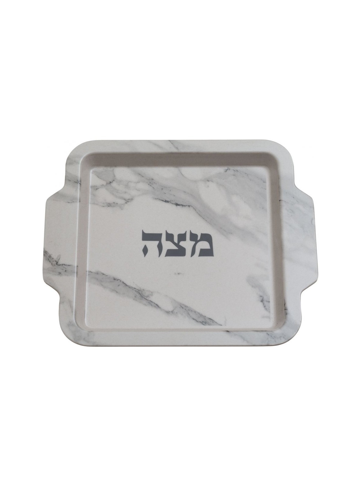 Bamboo Fiber Matzah Tray White and Gray Marble Design | Seder Plates