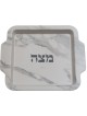 Bamboo Fiber Matzah Tray White and Gray Marble Design | Seder Plates