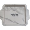 Bamboo Fiber Matzah Tray White and Gray Marble Design | Seder Plates