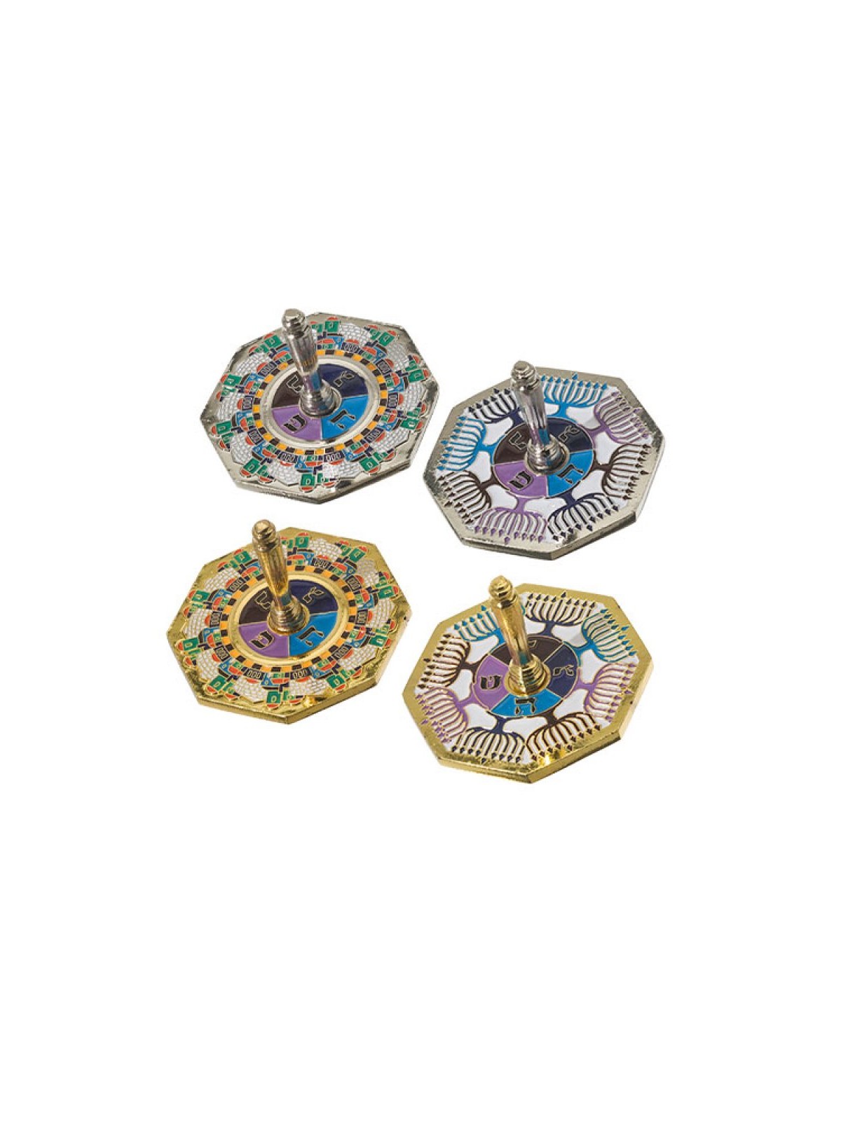 Colorful Metal Dreidel Nun Gimmel Hay and Pay Assorted D... | Dreidels