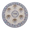 Melamine Seder Plate Blue and Off White with Flower ... | Seder Plates