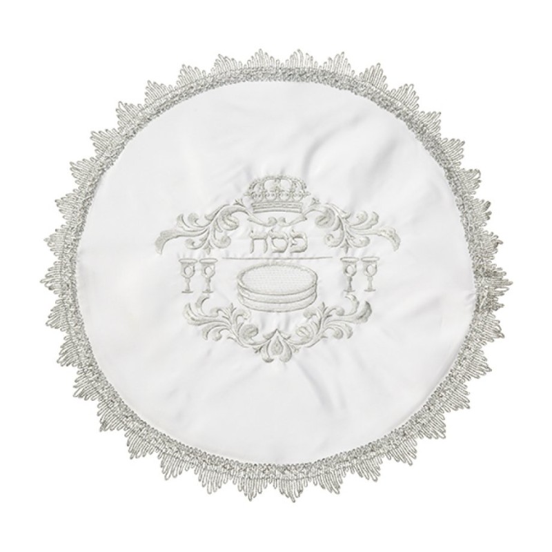 Passover Seder Matzah Cover Silver Embro... | Matzah & Afikoman Covers