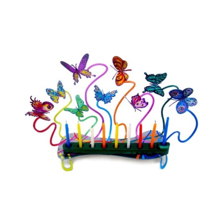 David Gerstein Laser Cut Metal Colorful Chanukah... | Hanukkah Menorah