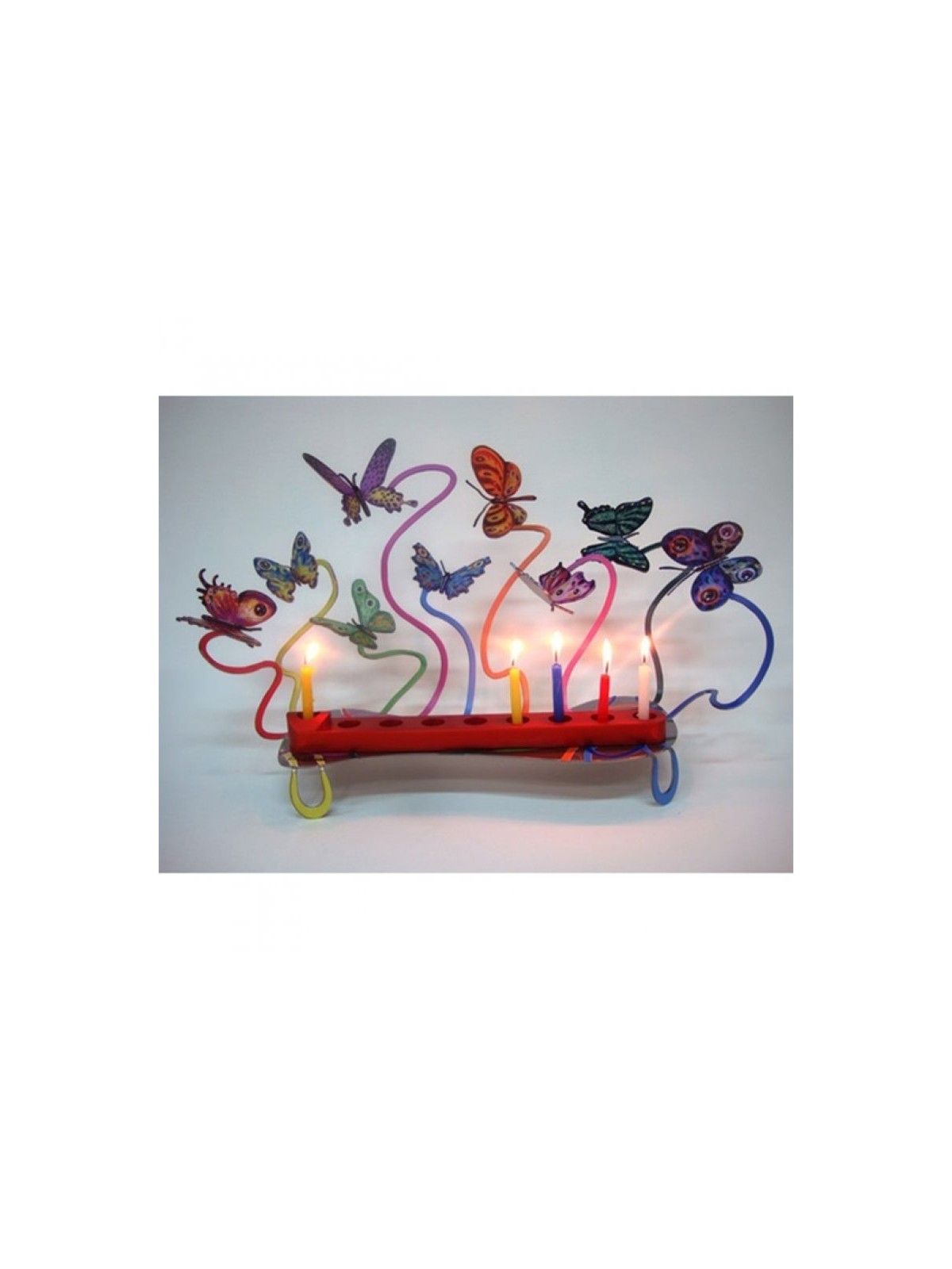 David Gerstein Laser Cut Metal Colorful Chanukah... | Hanukkah Menorah