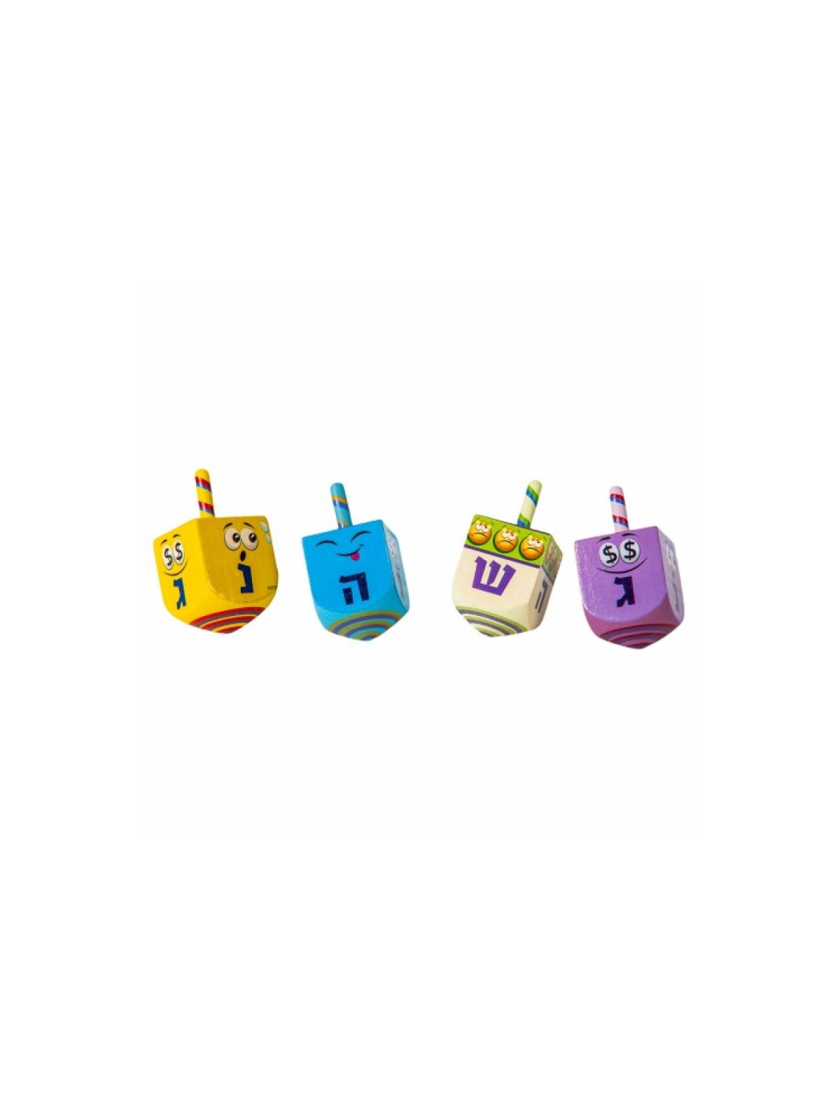 Emoji Design Colorful Wood Dreidel Nes Gadol Haya Sham | Dreidels