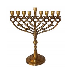 Antique Gold Chanukah Menorah with Pomegranates ... | Hanukkah Menorah