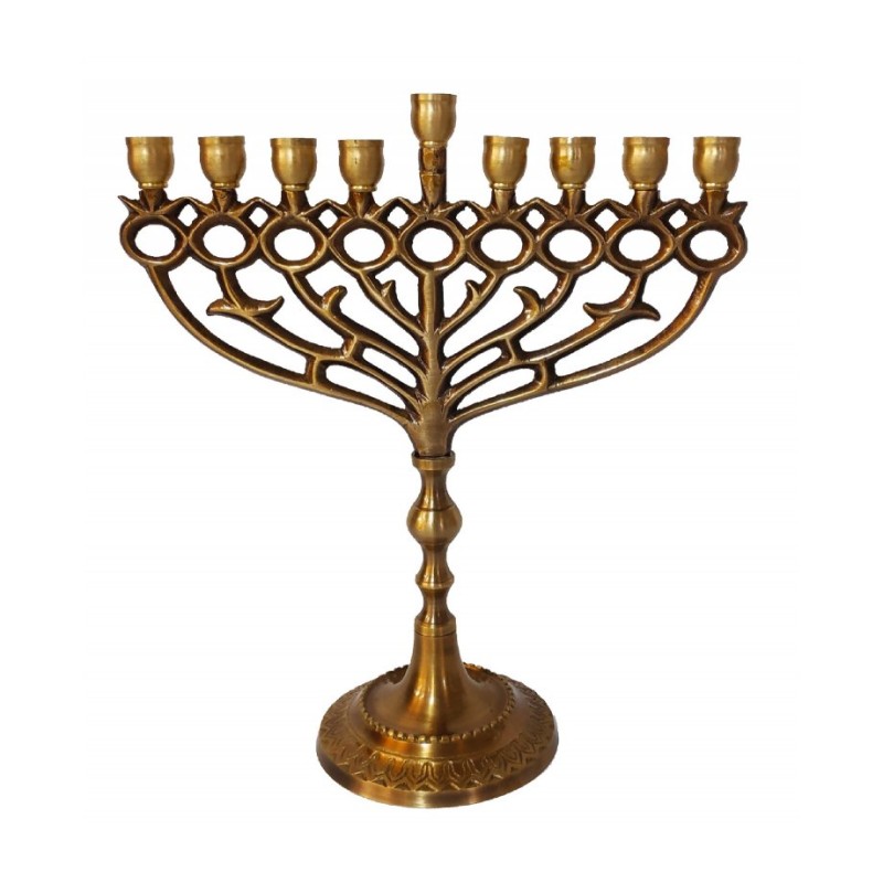 Antique Gold Chanukah Menorah with Pomegranates ... | Hanukkah Menorah
