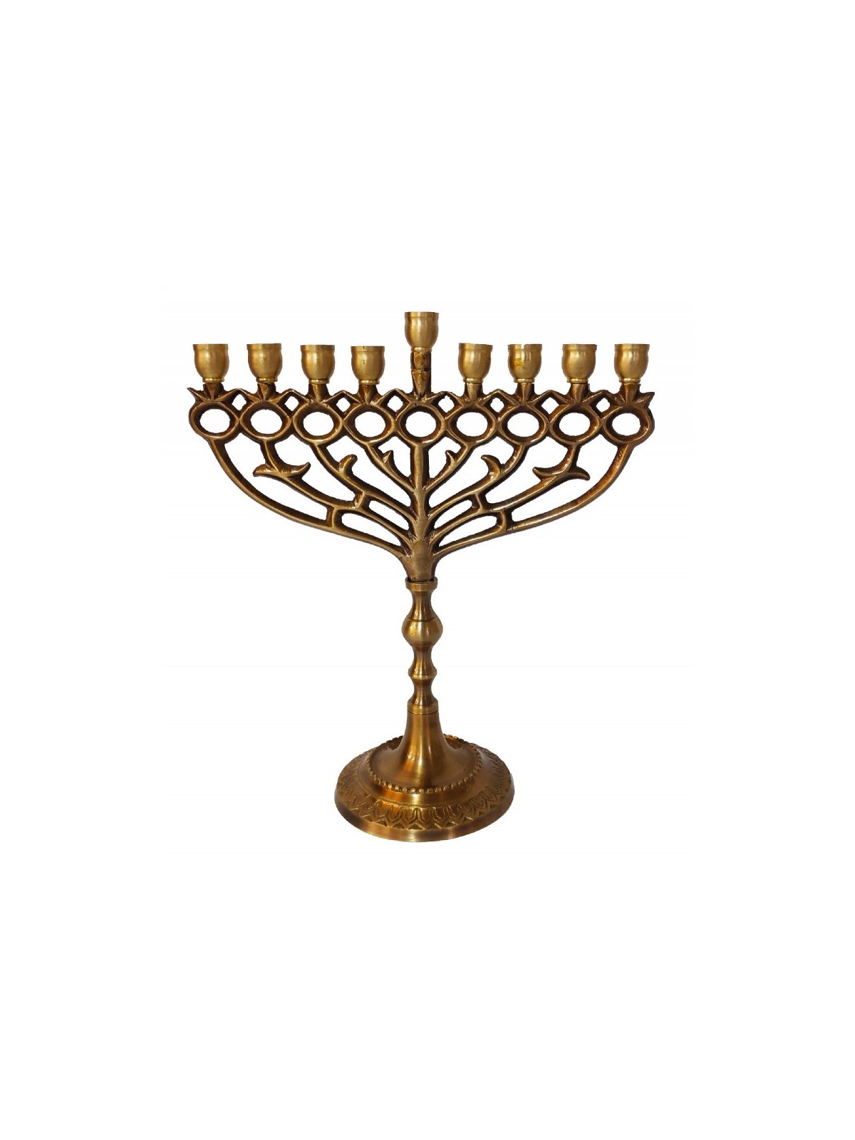 Antique Gold Chanukah Menorah with Pomegranates ... | Hanukkah Menorah