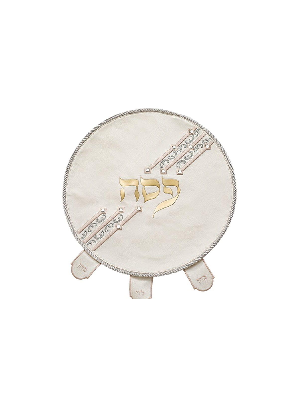 Seder Night Matzah Cover White Faux Leat... | Matzah & Afikoman Covers