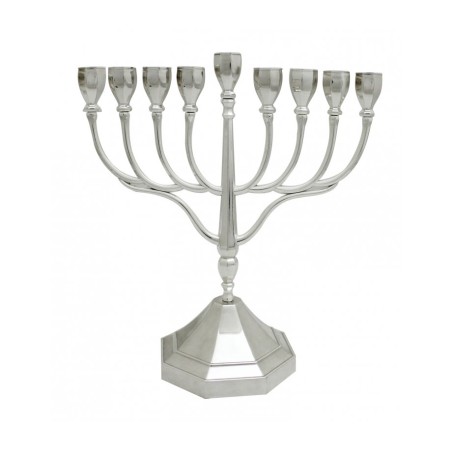 Classic Nickel Plated Chanukah Menorah Height 10... | Hanukkah Menorah