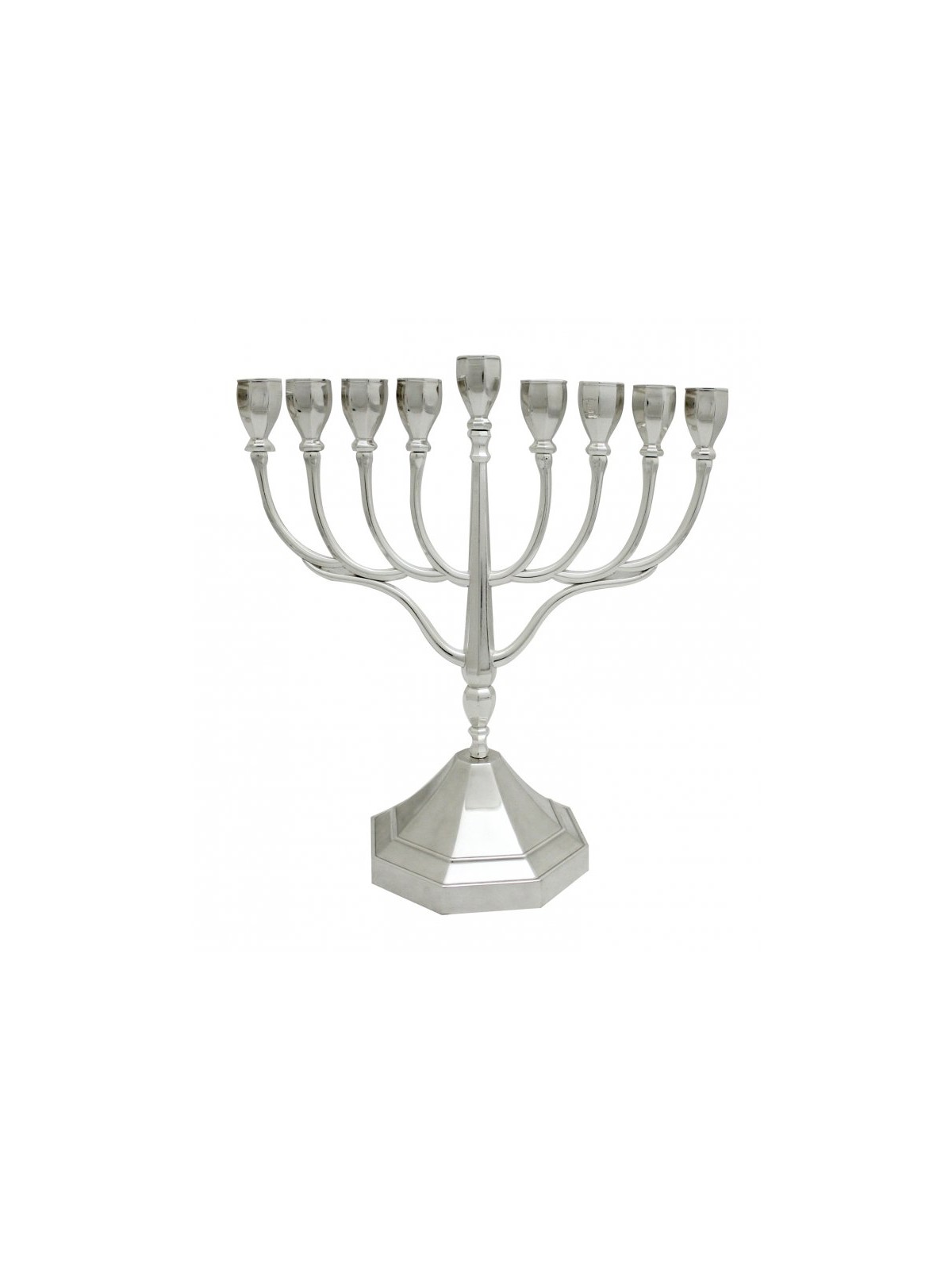 Classic Nickel Plated Chanukah Menorah Height 10... | Hanukkah Menorah