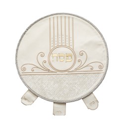 Seder Night Matzah Cover White Faux Leat... | Matzah & Afikoman Covers
