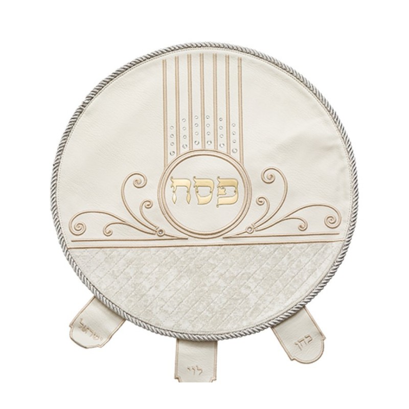Seder Night Matzah Cover White Faux Leat... | Matzah & Afikoman Covers