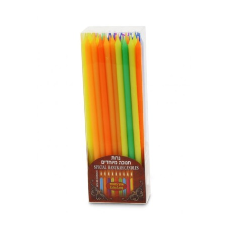 Extra Long Slender Hanukkah Candles in Assorted Colors | Oil & Candles