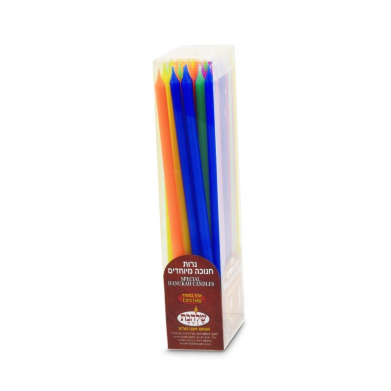 Extra Long Slender Hanukkah Candles in Assorted Colors | Oil & Candles