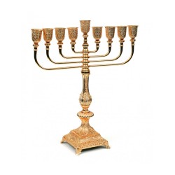 Graceful Tall Gold Metal Chanukah Menorah 151 In... | Hanukkah Menorah
