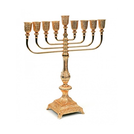 Graceful Tall Gold Metal Chanukah Menorah 151 In... | Hanukkah Menorah