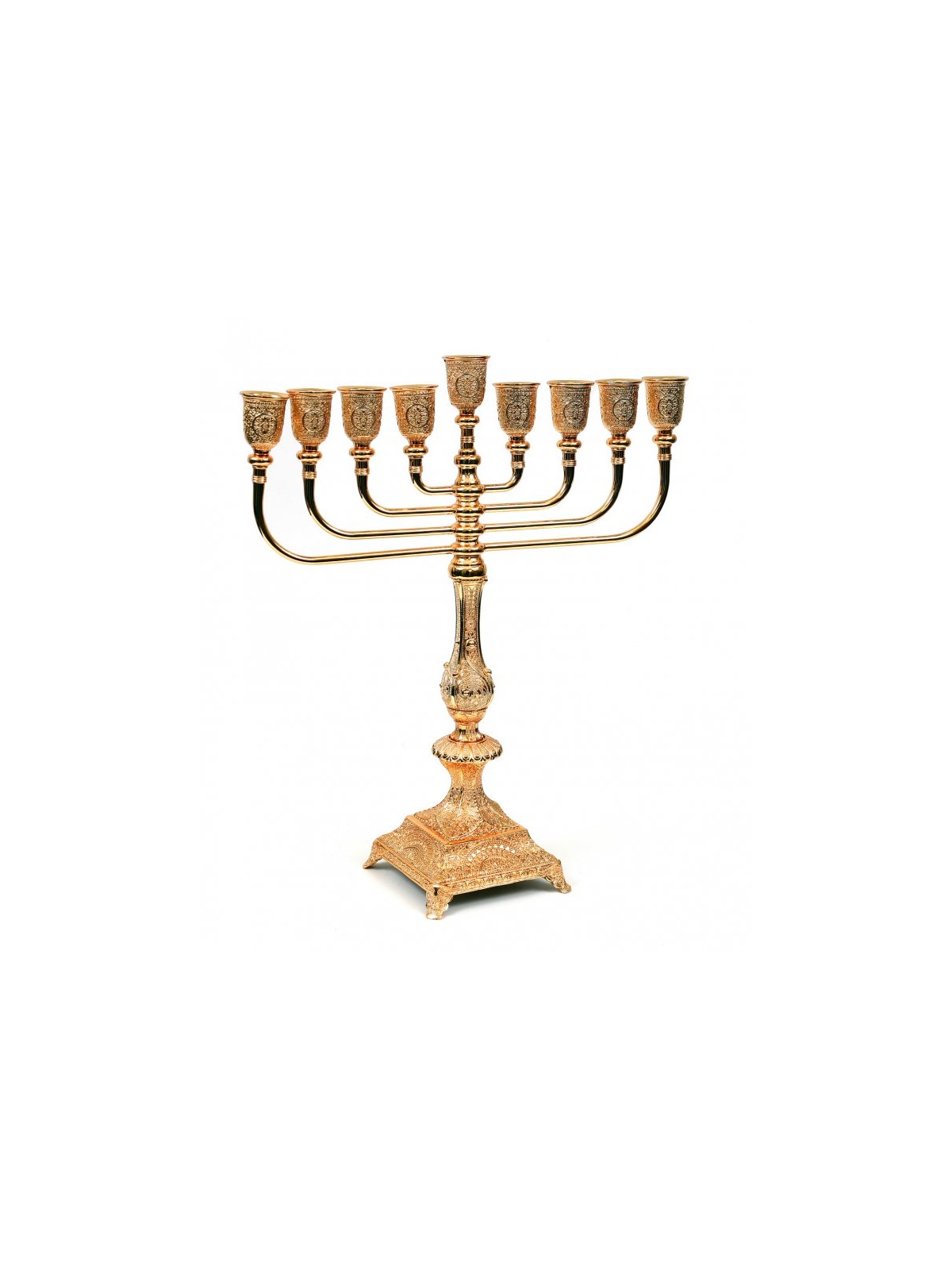 Graceful Tall Gold Metal Chanukah Menorah 151 In... | Hanukkah Menorah