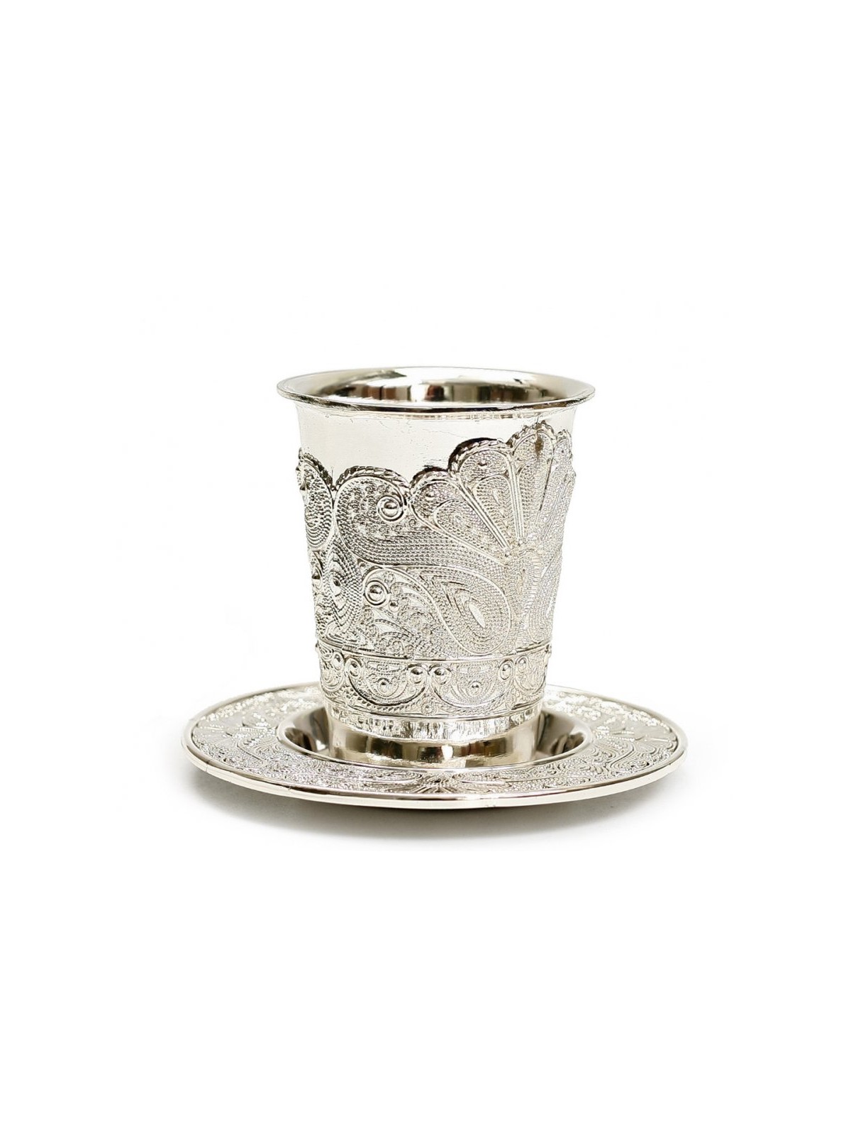 Silver Plated Kiddush Cup and Tray Filigr... | Jewish Gift from Israel