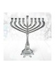 Metal Nickel Chanukah Menorah with Decorative Si... | Hanukkah Menorah
