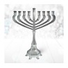 Metal Nickel Chanukah Menorah with Decorative Si... | Hanukkah Menorah
