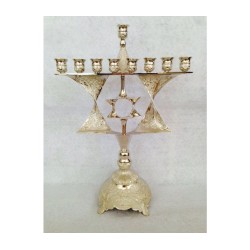 Bronze Antique Looking Chanukah Menorah with Cut... | Hanukkah Menorah