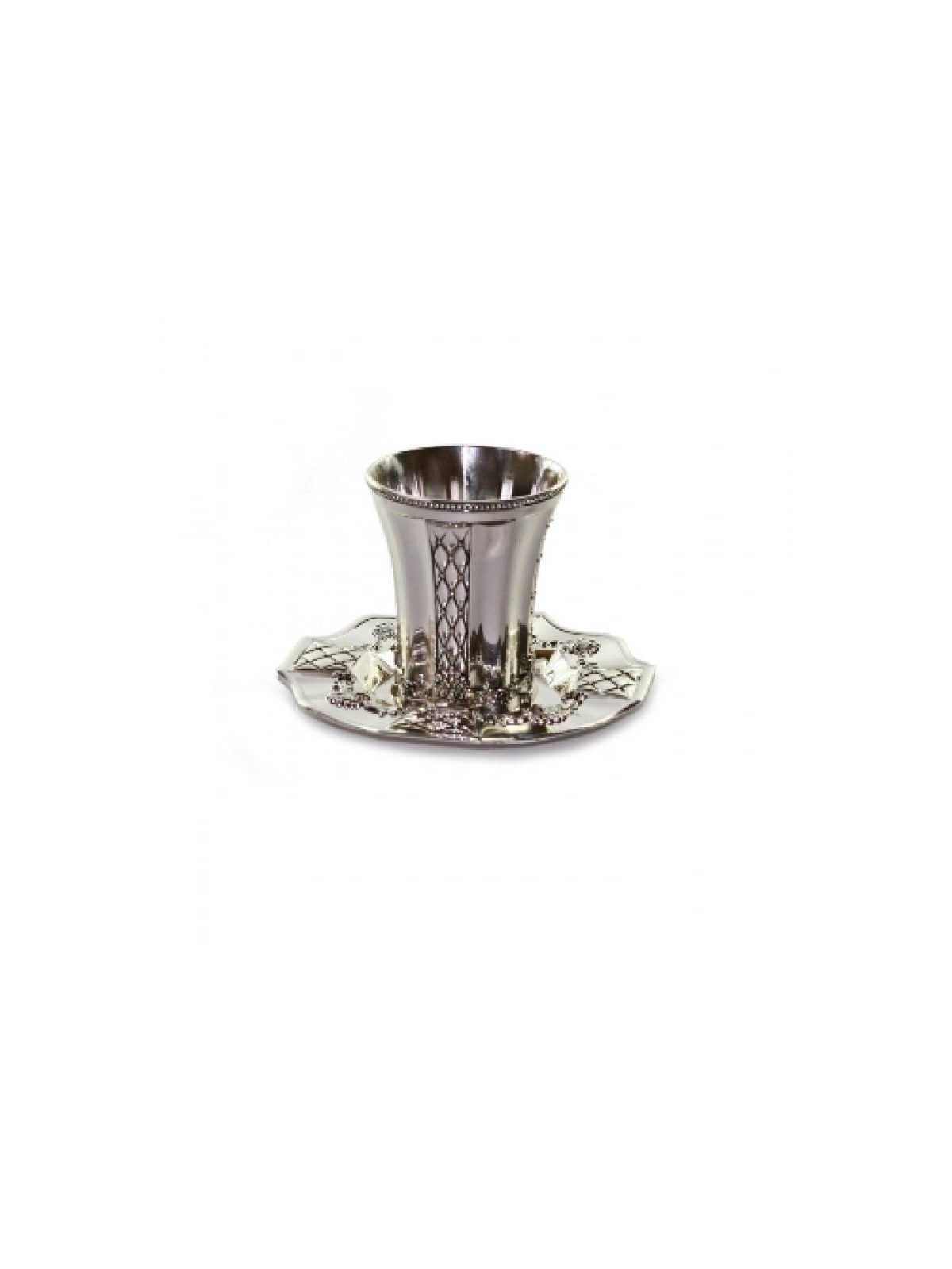Silver Plated Kiddush Cup and Tray with D... | Jewish Gift from Israel
