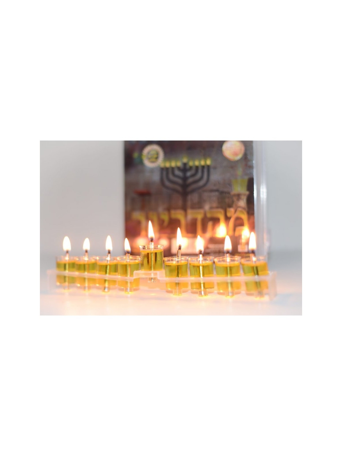 Ready to Light Chanukah Menorah Set Cups with Pre f... | Oil & Candles