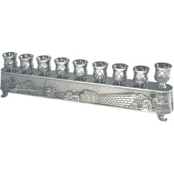 2 in 1 Nickel Plated Menorah Jerusalem Engraving... | Hanukkah Menorah