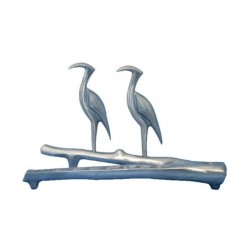 Shraga Landesman Hanukkah Menorah Slender Herons... | Hanukkah Menorah