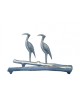 Shraga Landesman Hanukkah Menorah Slender Herons... | Hanukkah Menorah