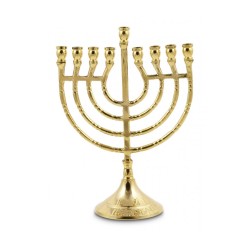 Gold Metal Chanukah Menorah Lyre Image For Candl... | Hanukkah Menorah