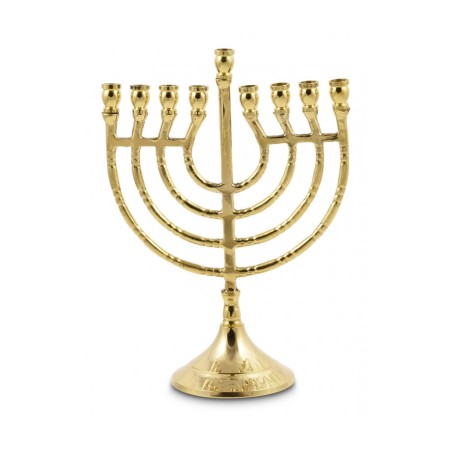 Gold Metal Chanukah Menorah Lyre Image For Candl... | Hanukkah Menorah