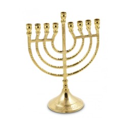 Gold Metal Chanukah Menorah Lyre Image For Candl... | Hanukkah Menorah