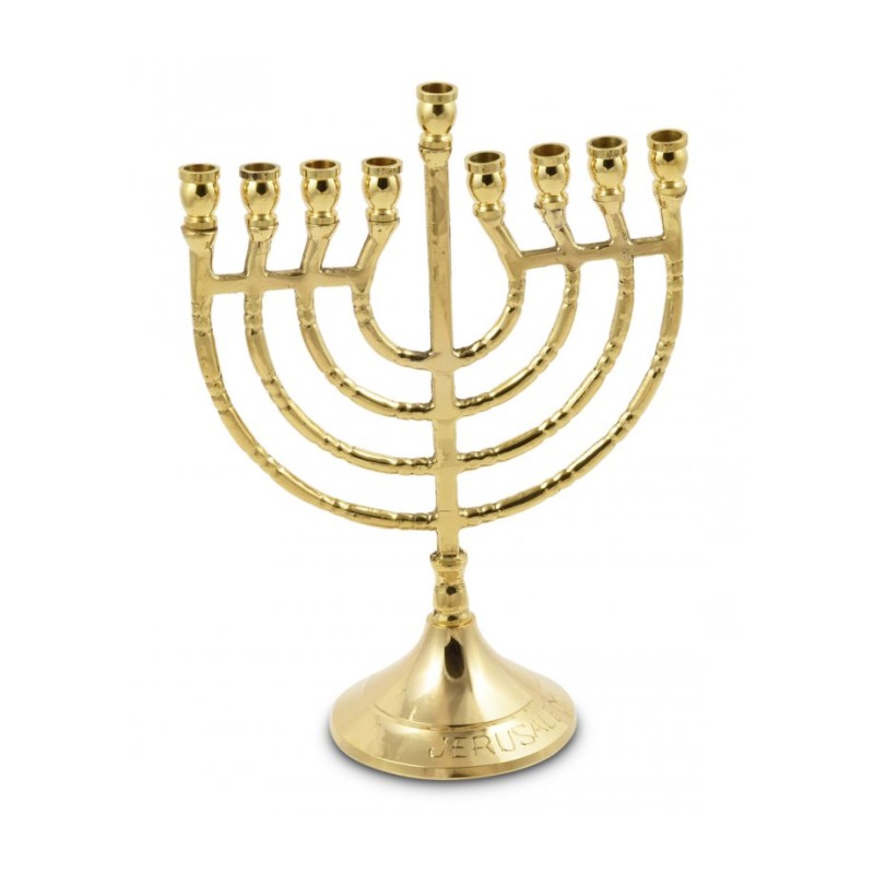 Gold Metal Chanukah Menorah Lyre Image For Candl... | Hanukkah Menorah