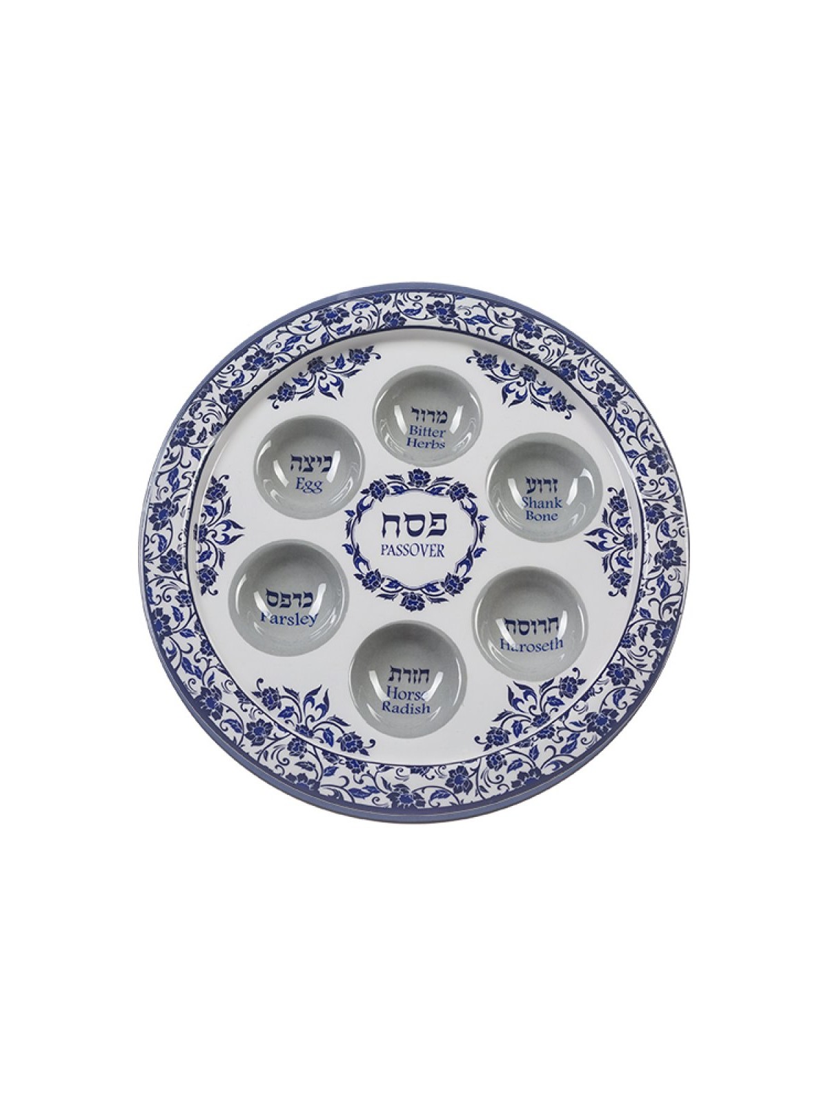 Passover Pesach Raised Seder Plate Blue Floral Desig... | Seder Plates