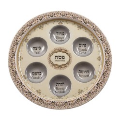 Passover Pesach Raised Seder Plate Brown and Gray Fl... | Seder Plates