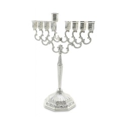 Decorative Silver Chanukah Menorah Filigree Desi... | Hanukkah Menorah
